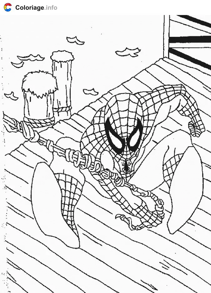 Spider-Man Swinging into Action coloring page to print