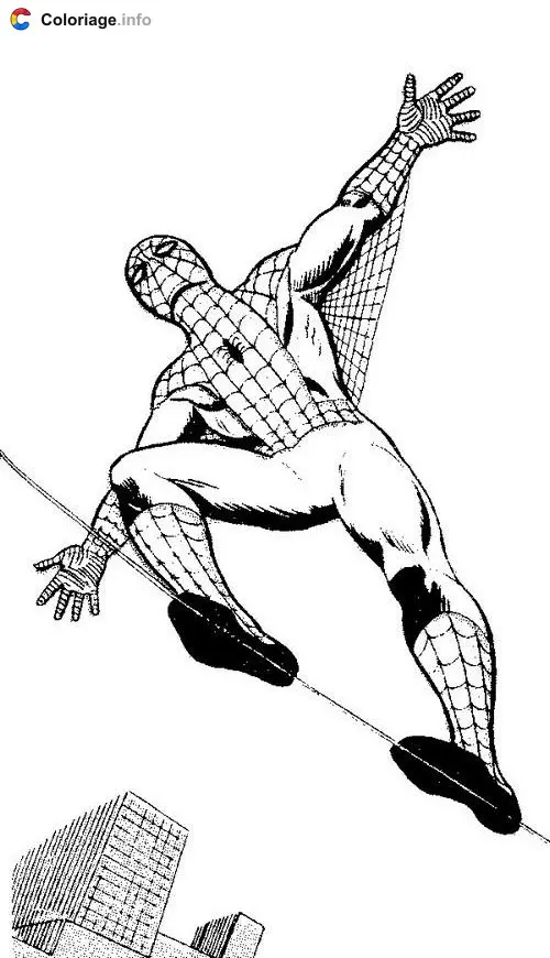 Spider-Man Swinging Into Action coloring page to print