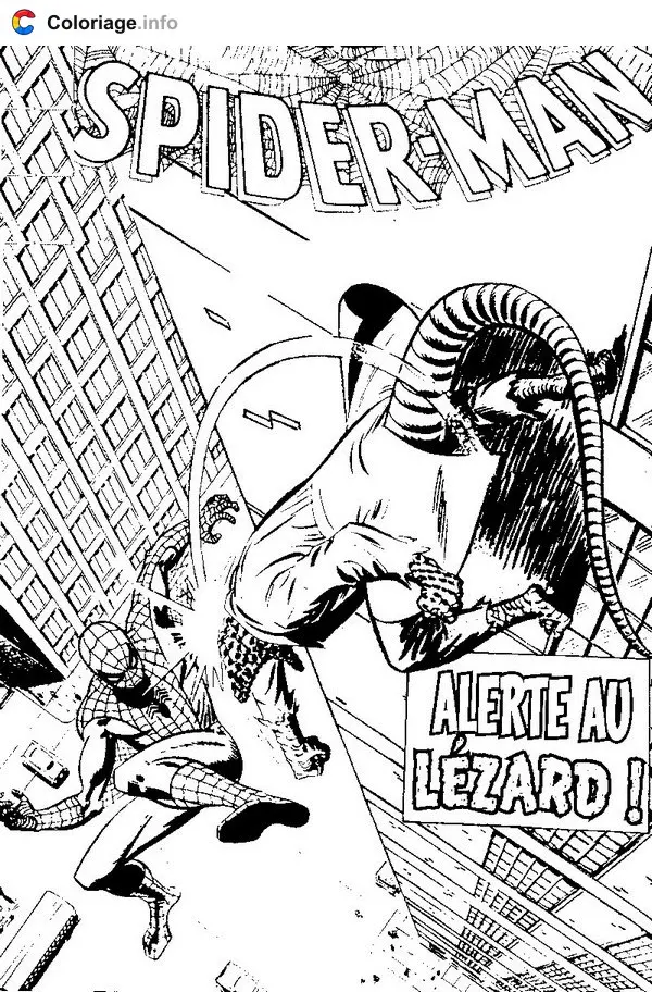 Spider-Man Swinging Through the City coloring page to print