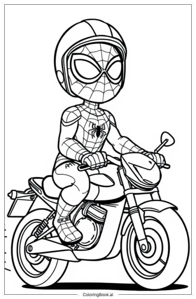 Ausmalbild Spiderman auf einem Motocross-Bike zum Ausdrucken