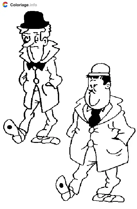 Coloriage Stan Laurel et Oliver Hardy - Laurel et Hardy à imprimer