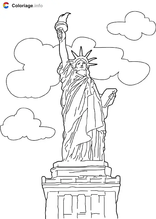 Coloriage Statue de la Liberté - Monuments à imprimer