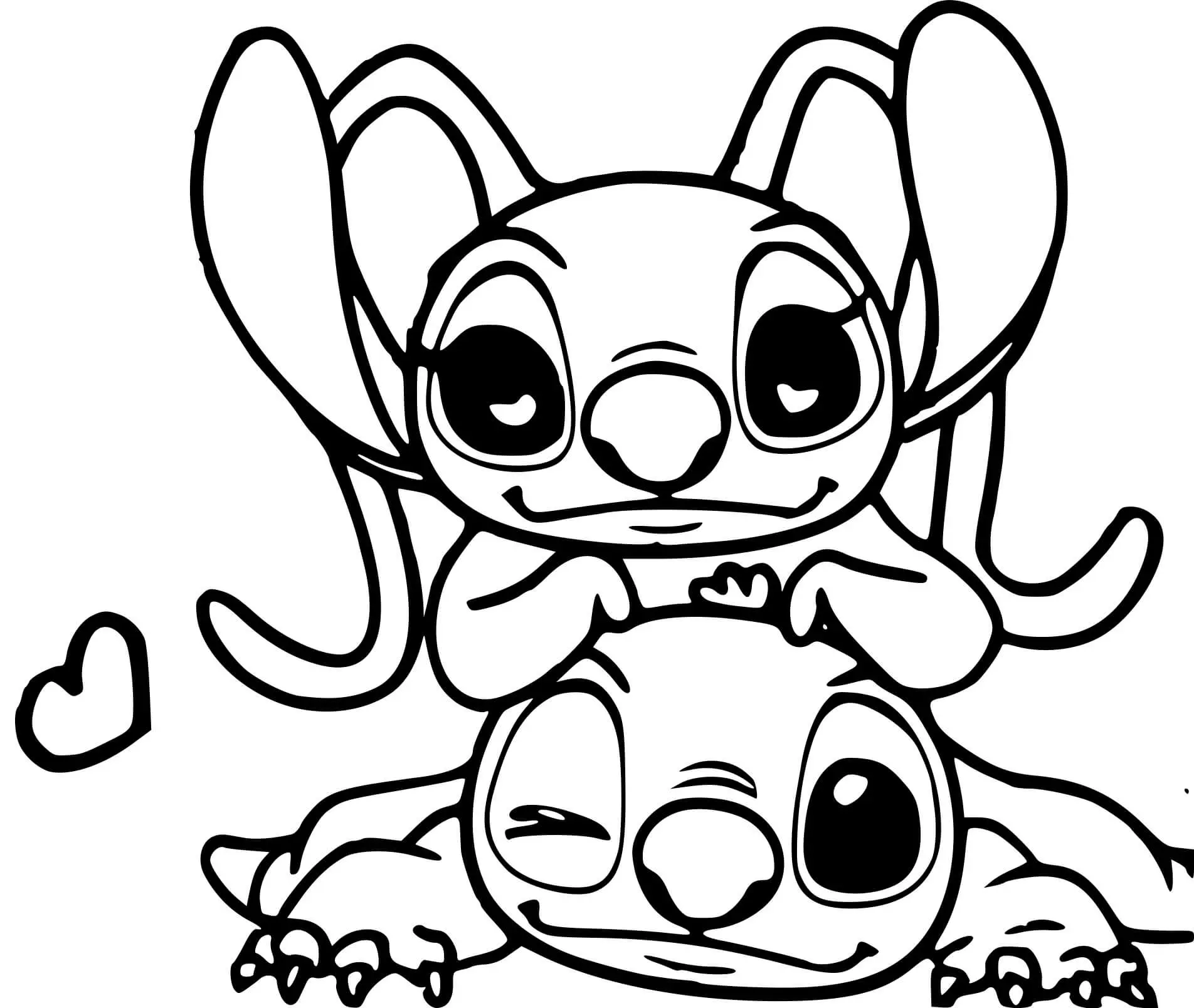 Coloriage Stitch Et Angel Câlin Tendre Et Mignon - Stitch et angel à imprimer