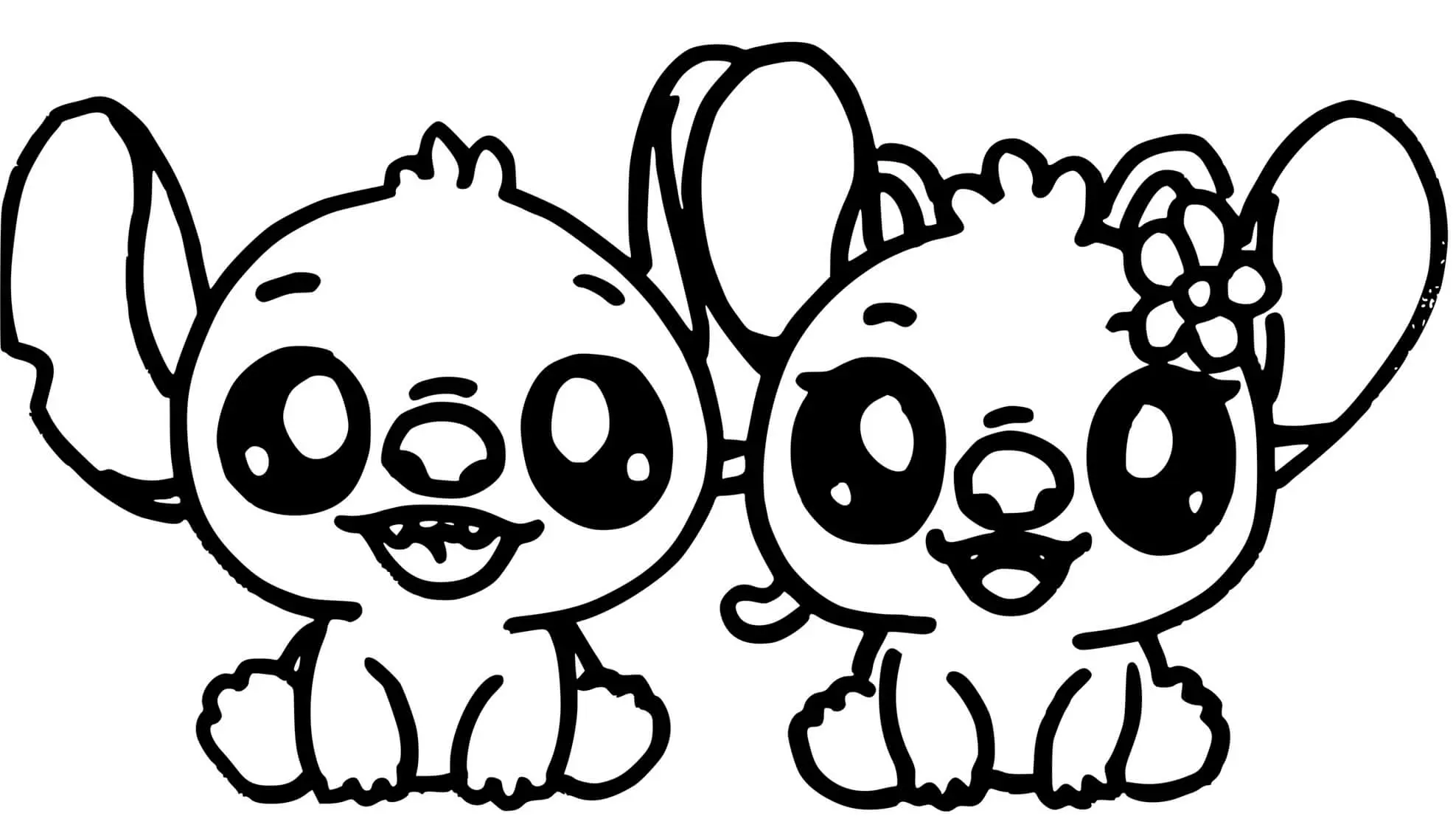 Coloriage Stitch Et Angel Kawaii - Stitch et angel à imprimer