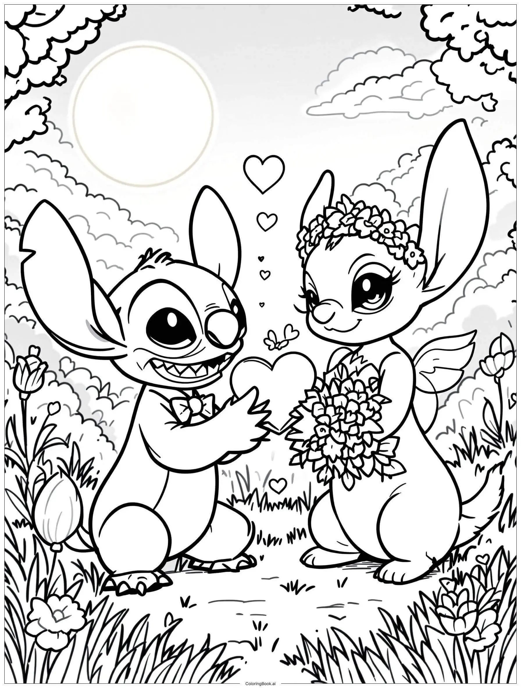 Coloriage Stitch Et Angel Portrait De Angel - Stitch et angel à imprimer