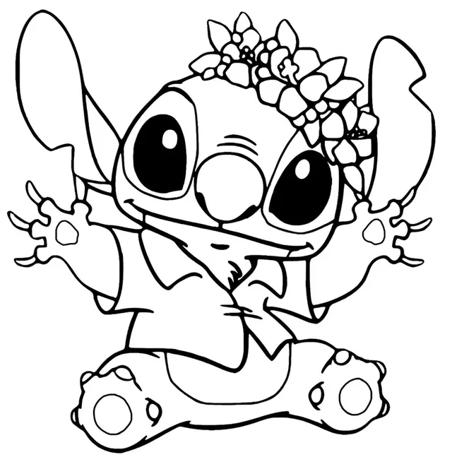 Coloriage Stitch Hawaii Fiesta - Stitch à imprimer