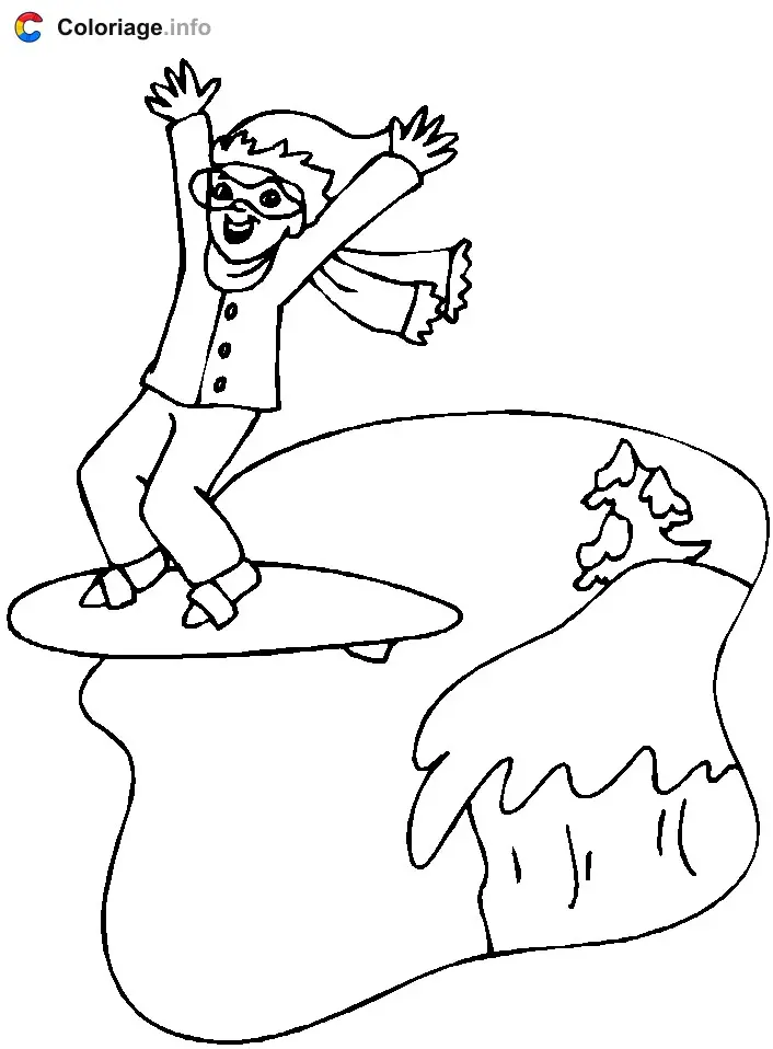 Coloriage Surf des neiges - Snowboard à imprimer