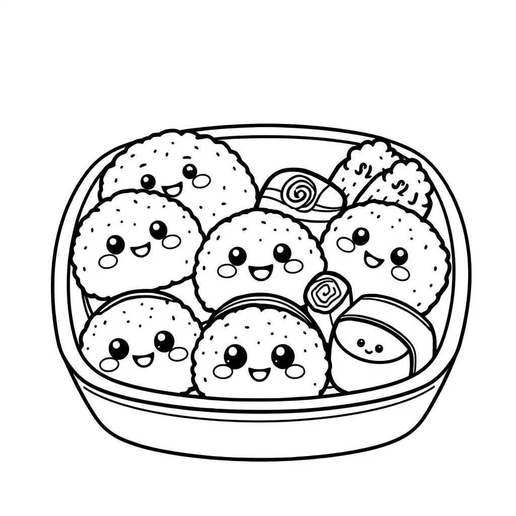 Coloriage Sushi Japonais Kawaii - Kawaii nourriture à imprimer