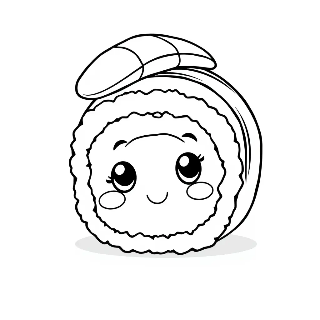 Coloriage Sushi Nourriture - Kawaii nourriture à imprimer