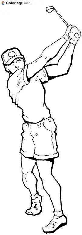Coloriage Swing d'un golfeur - Golf à imprimer