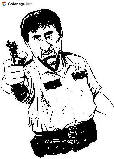 Coloriage Sylvester Stallone en flic - Sylvester Stallone à imprimer