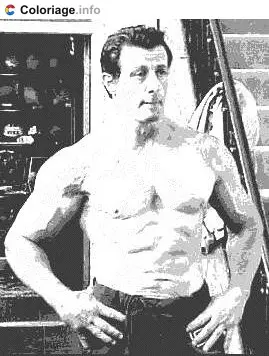 Coloriage Sylvester Stallone torse nu - Sylvester Stallone à imprimer
