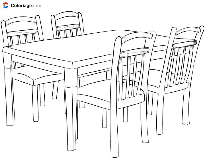Coloriage Table pour manger - Meubles à imprimer