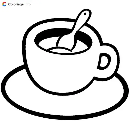 Coloriage Tasse de café et petite cuillère - Boissons à imprimer