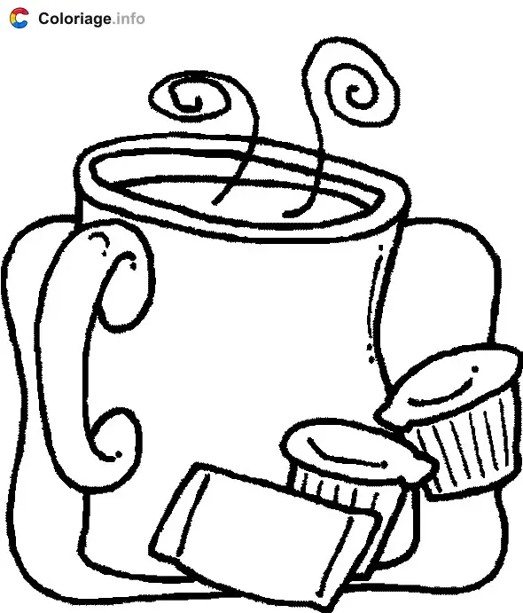 Coloriage Tasse de tisane - Boissons à imprimer