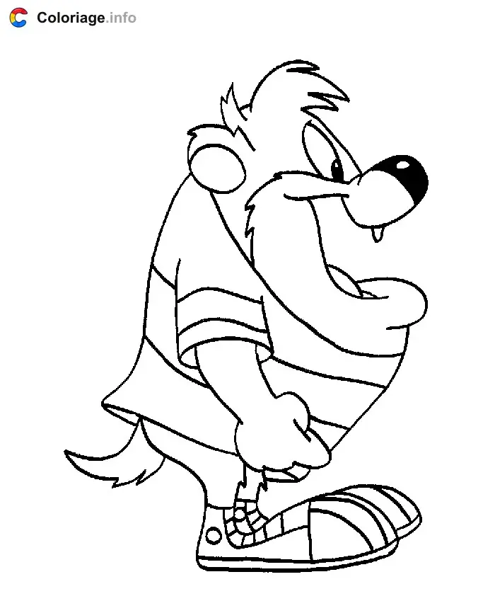 Coloriage Taz de profil - Taz à imprimer