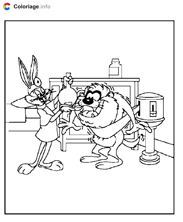 Coloriage Taz et Bugs Bunny - Taz à imprimer