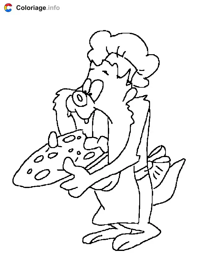 Coloriage Taz mange une pizza - Taz à imprimer