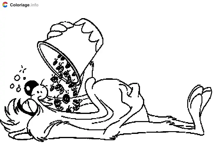 Coloriage Taz mange un seau - Taz à imprimer