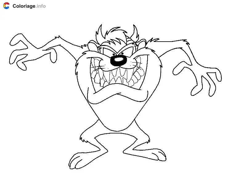 Coloriage Taz méchant - Taz à imprimer