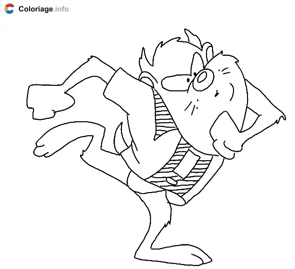 Coloriage Taz point d'exclamation - Taz à imprimer