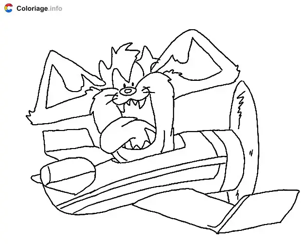Coloriage Taz se bouche les oreilles - Taz à imprimer