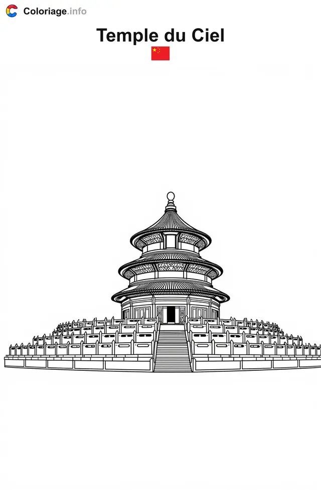 Coloriage Temple du Ciel Chine - Chine à imprimer