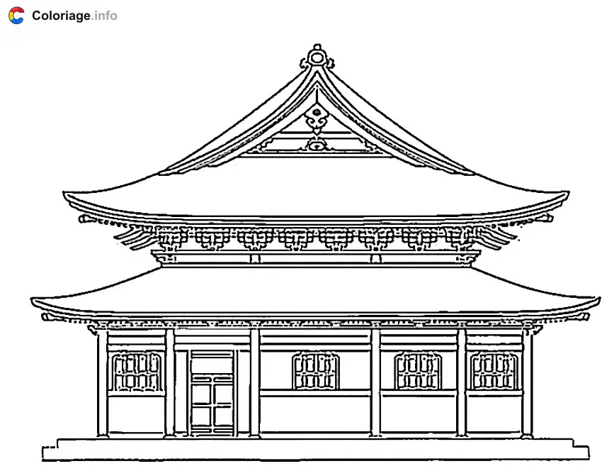 Coloriage Temple japonais - Monuments à imprimer
