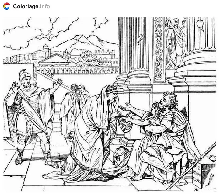 Coloriage Temple romain - Rome à imprimer