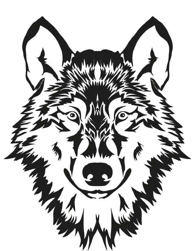 Coloriage Tête De Loup Gris - Loup à imprimer