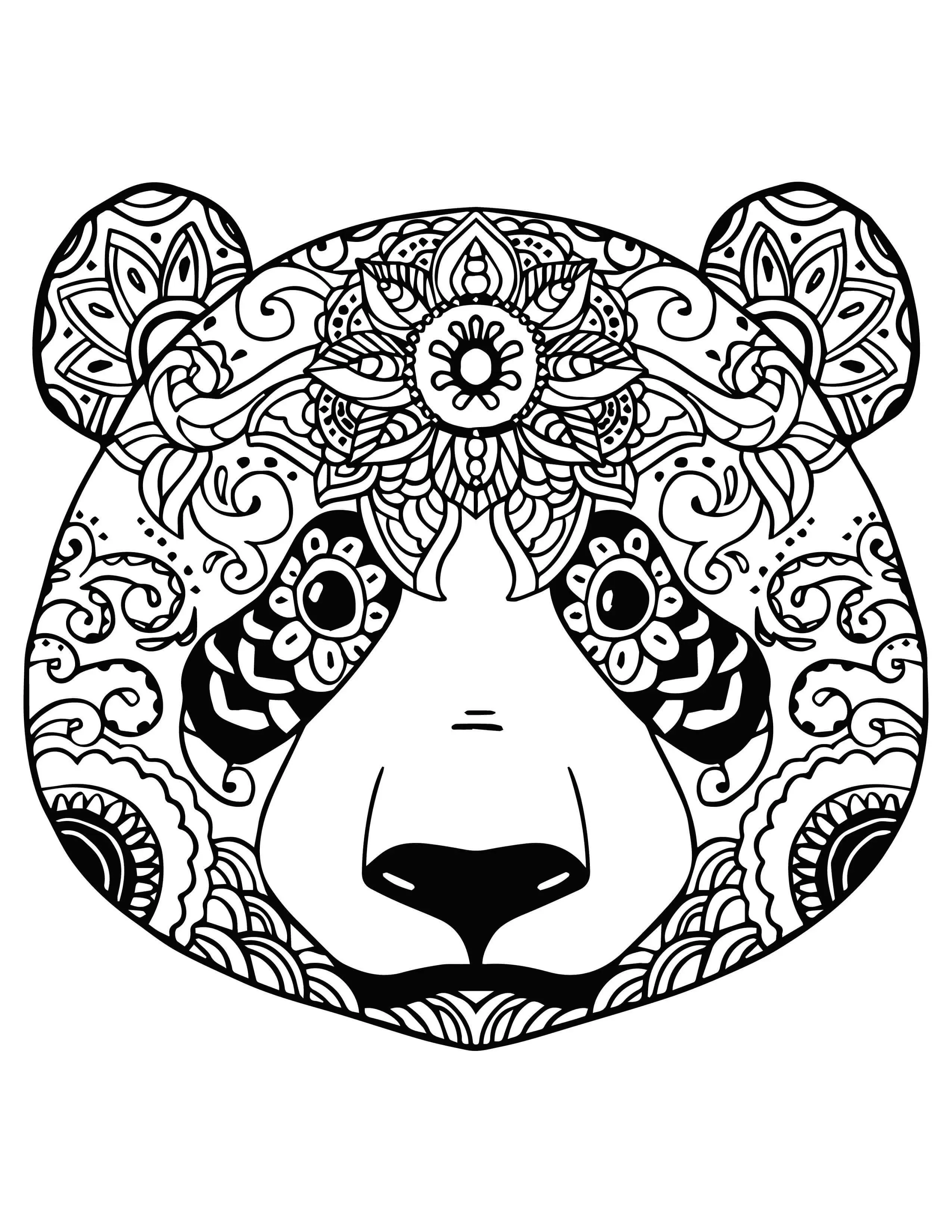 Coloriage Tête De Panda Pour Adulte Relaxation Mandala - Panda à imprimer