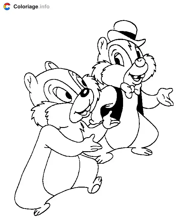 Coloriage Tic et Tac bien habillés - Tic et Tac à imprimer