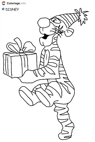 Tigger Brings a Gift coloring page to print