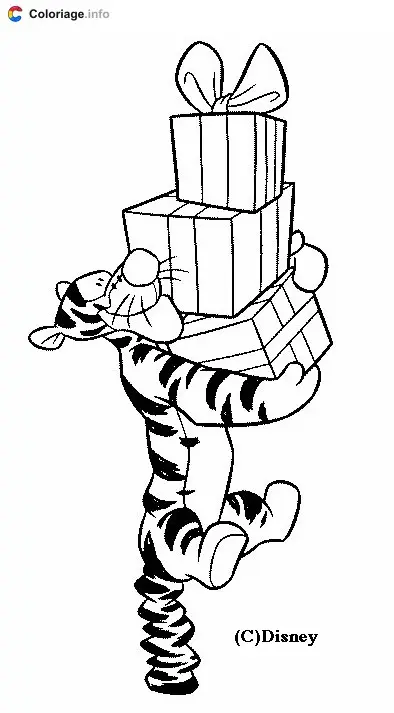 Tigger with Presents coloring page to print