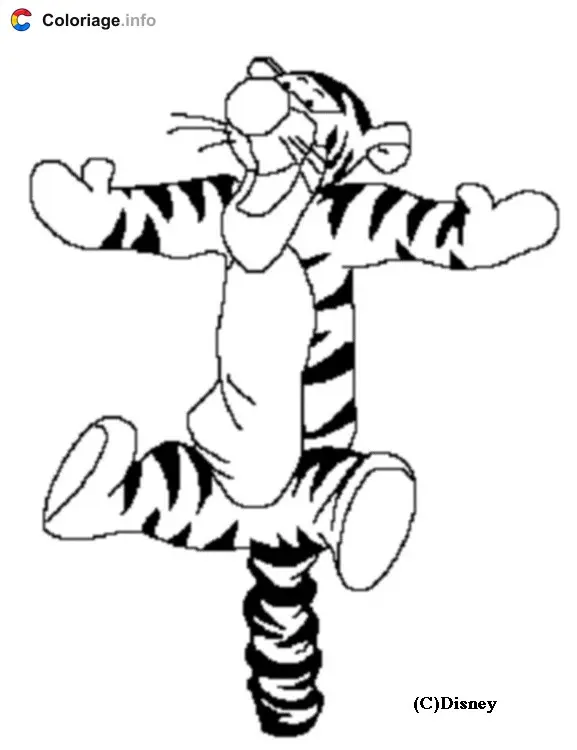 Bouncing Tigger coloring page to print