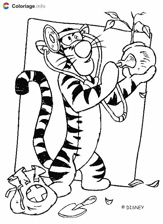 Tigger the Doctor Gardener coloring page to print