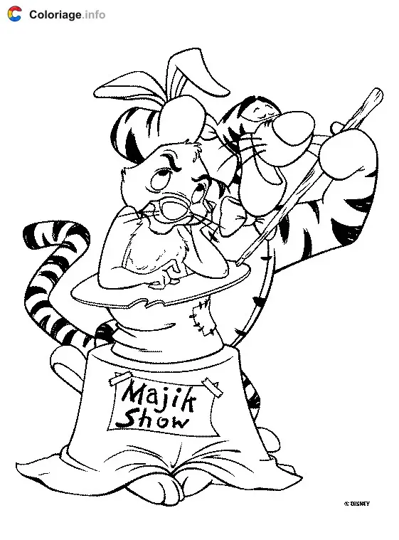 Tigger and the Magician Coco Rabbit coloring page to print