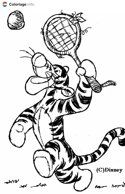 Tigger Playing Tennis coloring page to print
