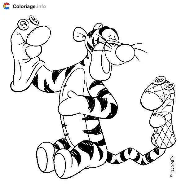 Tigger Playing with Puppets coloring page to print