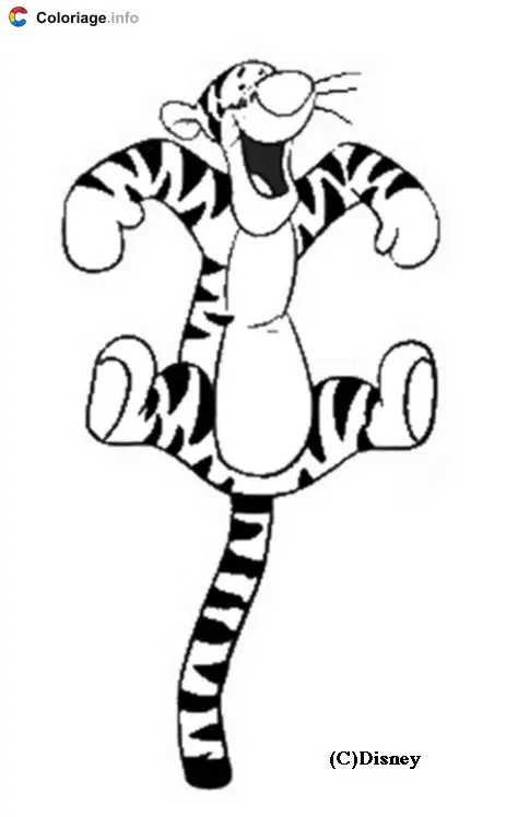 Tigger Bouncing on His Tail coloring page to print