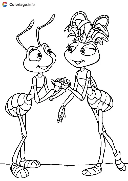 Coloriage Tilt et Atta sont amoureux - 1001 pattes à imprimer