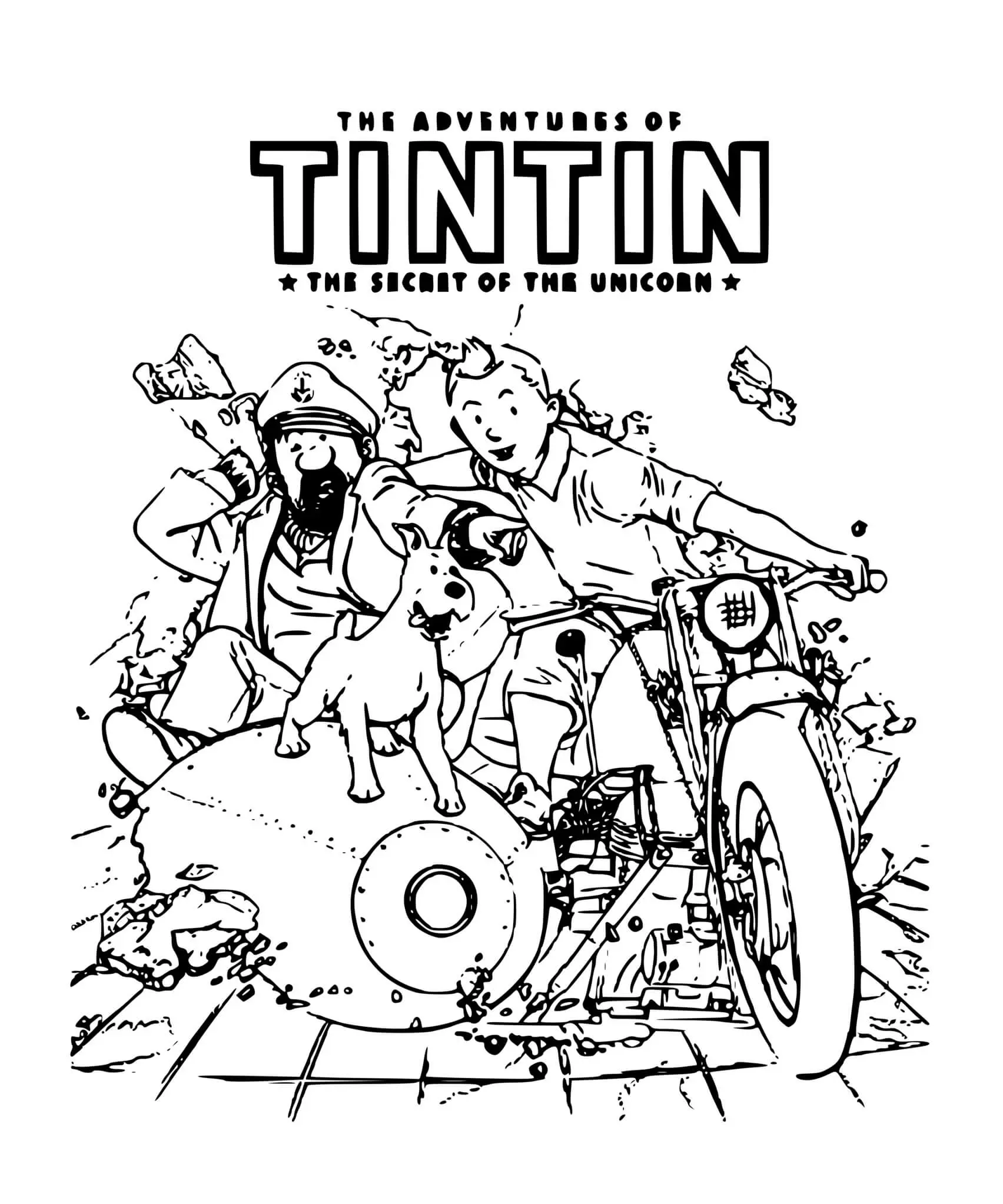 Coloriage Tintin Et Le Secret De La Licorne - Tintin à imprimer