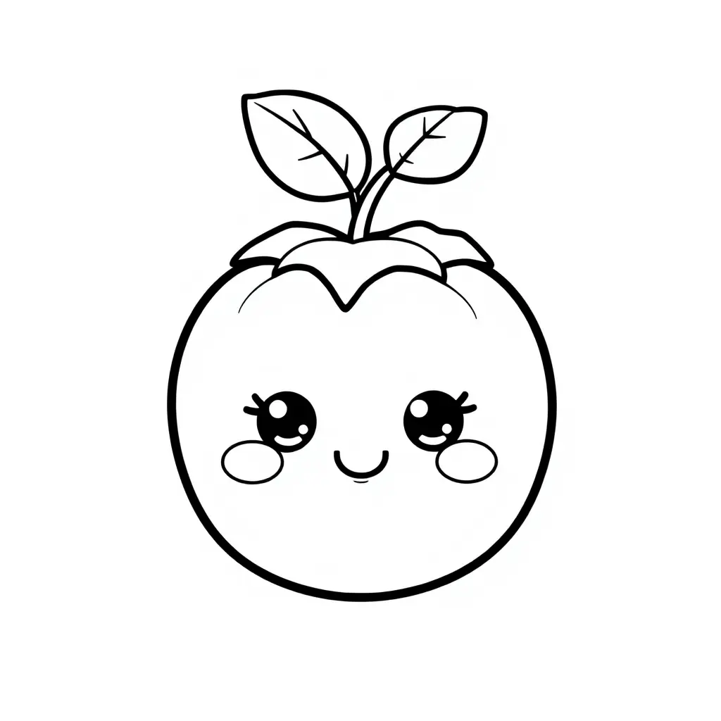 Coloriage Tomate Fruit Kawaii - Tomate à imprimer