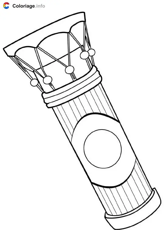 Coloriage Tambour africain - Instruments de musique à imprimer