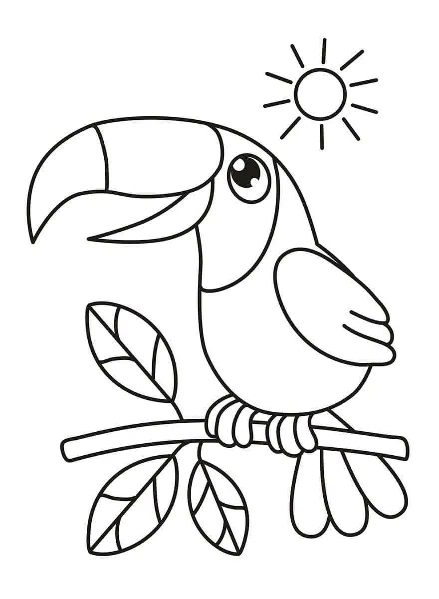 Toucan with Colorful Plumage coloring page to print