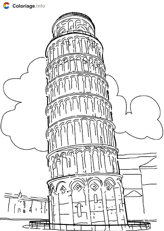 Coloriage Tour de Pise - Monuments à imprimer
