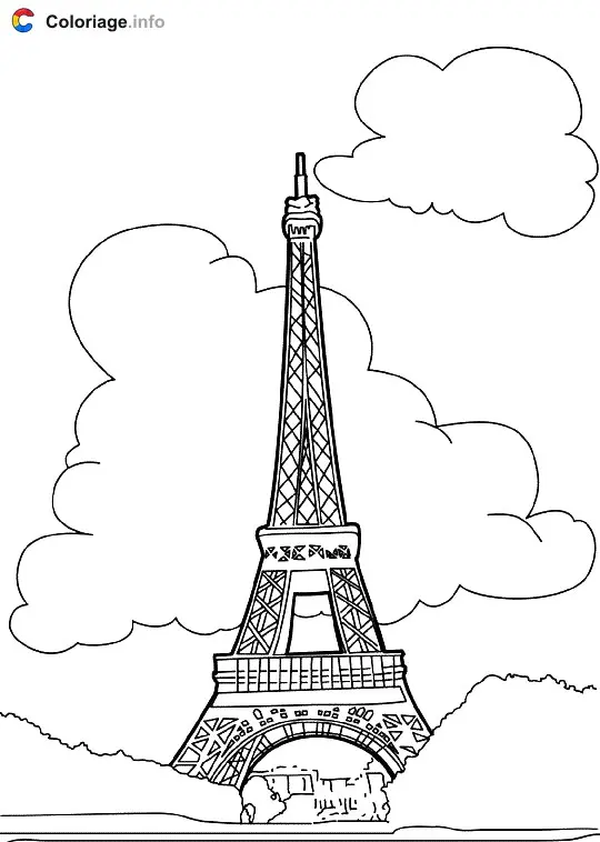 Coloriage Tour Eiffel - Monuments à imprimer