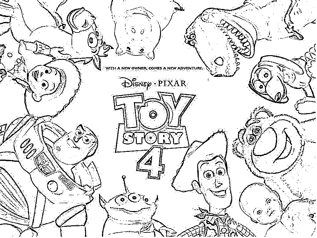 Coloriage Toy Story 4 Tous Les Personnages - Toy story à imprimer