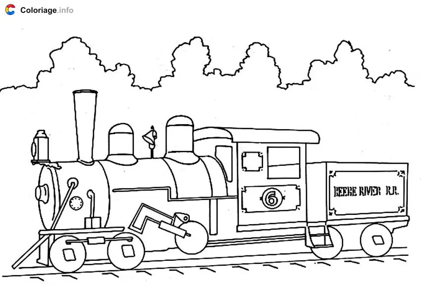 Coloriage Train à vapeur avec wagon de charbon - Train à imprimer