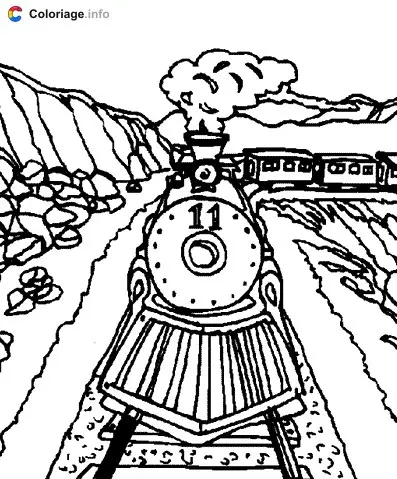 Coloriage Train à vapeur de face - Train à imprimer